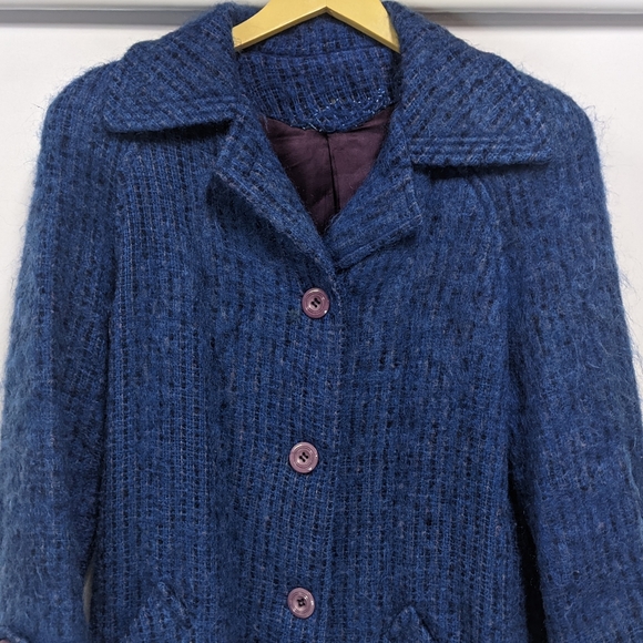 Vintage Bardolino Luxury Blue Mohair Long Coat, ANNA Collection, Scotland, Med - Picture 4 of 15